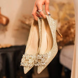 Shoes Show Hedding Wedding Dress Two Wearing Crystal Shoes Bridal Shoes Women Champagne High Heels Do Not Tiring Feet Of Water Drill 2025