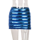 Women Mini Skirts Solid Silver Bodycon Streetwear Skirts 2022 Summer Chic Workout Activewear Y2K Style Bottom