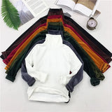 Spring Women Turtleneck T Shirt Tees Warm Thick Velvet T-Shirts Female Bottoming Long Sleeve Shirt