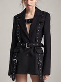 Color Advanced Sense Coat 2025 Autumn Tail New Fashion Rivets Waist Long Sleeves In The Long Hanging Sense Suit