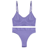 Seamless Underwear Women Bra Set Sexy Lingerie Set Female Underwear Bralette Ribbed Tops Fashion Tank Crop Tops