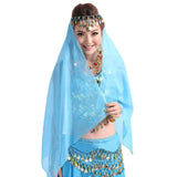 Women's Chiffon Belly Dance Headwear Coins Headband Scarf Headpiece Dance
