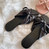 Lazy Wind Elegant Cool Slippers 2025 New Wearing Soft-Soled Bows Shoes Flat Beach