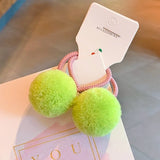 Pcs/lot Small Solid Double Fur Ball Elastic Hair Bands For Cute Girls Boutique Hair Ropes Ties Headwear Kids Hair