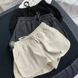 Loose Shorts Women Fashion Casual Fitness Shorts Ladies Grey Black Solid High Waist Shorts Elastic