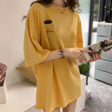 Zingj Summer New Embroidered Short-Sleeved T-Shirt Women With The Same Clothes Korean Version Versatile Medium Long Top