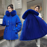 2022 New Women's Winter Jacket Hooded Short Thick Warm Cotton Padded Jackets Parkas Woman Candy Color Winter