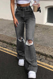 Fashion Women's Jeans Y2K High Street Waist Denim Ripped Trousers Baggy Jeans Young Loose Women's Classic Pants for