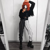 Cargo Pant For Women Loose Hight Waist Plaid Jogging Trousers Sporty Pants Elasticity Sportpants