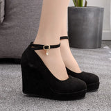 And South Korea Waterproof Table Slope Heel Single Shoe Buckle With Mary Janepo Single Shoes Spring And Autumn Single Shoes Women's Thick-Soled
