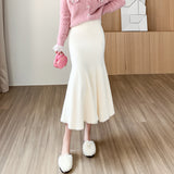 Zingj Shot Imitation Mink Hair Fishtail Skirt Female Mid-Winter Long Skirt High-Waisted Lotus Leaf Edge Skirt Sexy Velvet Bag Hip Knitted