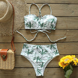 New Bikini Set Beach Skirt Tunics for Beach Long Leaves Print Bikini Cover up Robe de Plage Sarong Beach Swimsuit