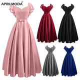 Sleeve Party Satin Floral Lace Long Dress Pink Red Black Blue Hollow Out Women Spring Summer Maxi 2022 Vestidos
