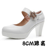 High-Heeled High-Heeled Waterproof Table Thick-Soled Model Walking Shoes Magic Beaded Women's Shoes With Cheongsam