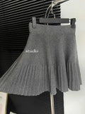 Knitted Pleated Mink Skirt-Outfit