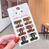 New Women Girls Vintage Elegant Leopard Small Acrylic Hair Claws Geometric Hair Clips Headband Fashion Hair