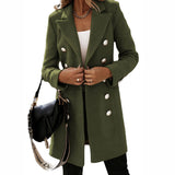 Autumn And Winter Long Sleeve Suit Collar Double Buckle Collar Buckle Coat Double Buckle Suit