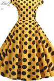 Polka Dot Print Women Summer Dress Vintage Swing Rockabilly Robe Femme Elegant Party