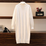 dress autumn and winter women's loose long sweater pullover turtleneck solid casual