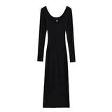 Zingj Trendy Women's Wear Pure Desire Spicy Girls Hollowed-Out Dress Autumn And Winter New Stature High Elastic Tight Hip