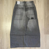 Multi-pocket Washed Baggy Jeans-Outfit