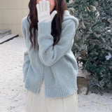 Zingj Style Multi-Color Hooded Double Zipper Knit Cardigan Women's New Short Hair Sweater Hoodie Autumn And Winter Small Coat-Outfit