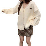 Version 2024 Spring New Style Lazy Sweater Cardigan Loose V-Neck Sweater Jacket Casual Top