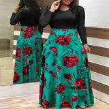 Summer Digital Temperament Commute Multicolor Printing Round Neck Long Sleeve Short