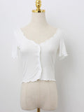 Pink Retro V-neck Ruffles Lace Eleganta Tees Sexy Navel Short T Shirt Summer Thin Super Hot Asian Girls Kroean Top