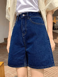 High Waist Straight Leg Denim Shorts-Outfit