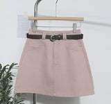 Real Shooting Kin Color High-Rise Thin Bag Hip Skirt 2025 New Hundred With Belt A Short Skirt