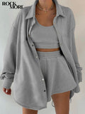 Tracksuit Three Piece Set Women Oversize Hoodies Sweatshirt Sweatpants Joggers Short Pant Suits Femme Outfits