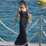 Autumn Summer New Women's Sexy Perspective Mesh Holiday Dress Evening Dress