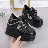 The 9CM Thick-Soled Punk Women's Singles Shoes 2025 New Leather Hottie Windy Round Head Women's Shoes Size 35-42