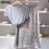 Summer Cute Pink Set Women Two Pieces Set Casual Cotton Linen Slim T-shirts High Waist