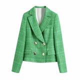 New Double Breasted Women Blazer Casual Jacket Spring-Autumn Loose Coat Streetwear Female OL