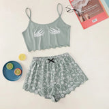 Printed Girls' Short-Sleeved Shorts Sexy Pajamas Girls' Cartoon Leisure PJ Leisure Home