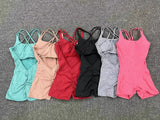 Backless Scrunch Sporty Tight Jumpsuit Raises Butt Playsuit Women Romper Summer Gym Fitness Short Overalls One Pieces