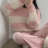 Vintage Striped Fuzzy Oversized SweaterOutfit