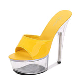 Zingj Leather 13Cm15cm Special High Heels With Sexy Waterproof Platform Hate Day Superb High Slippers Female