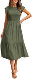 Summer Hot Women's Clothing New To Take Flying Sleeves Pure Color Folding Short-Sleeved Dress
