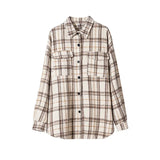 2021 Vintage Plaid Shirts Women oversized shirts Female Blouse Tops plus size clothing Long Sleeve