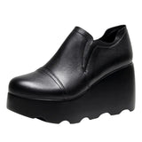 A Foot Pedaled Women's Shoes Thick Sole Waterproof Slope Heel Single Shoes With Deep Mouth Loose Cake Shoes Ladies Round Head Casual