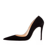 Suede Flock Women Pumps for Wedding Pointed Toe Sexy High Heels Shoes 12 cm Stilettos Plus Size RM007