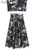 Print Black Long Skirts For Women Fashion 2023 High Waist Midi Skirt Sets Cape Style Beach Summer Skirt Woman Pleated