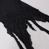 Black Mesh Fringe Ruffle Open Back Midi Dress- Outfit