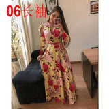 Spring Autumn Bohemia Flower Print Women's Dress Cuasla Hollow Out Long Sleeve Maxi Dresses Fashion Tunic Party Dress