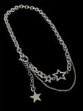 Rhinestone Star Decor Layered Chain Necklace- Outfit