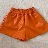 Elastic High Waist Wide Leg Biker Shorts Autumn PU Leather Shorts Women Plus Size Femme Casual Ladies Shorts