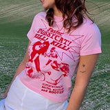 Women T-shirts Short Sleeve Slim Fit Crop Top E-girl Aesthetic 90s Vintage Sweats Tee Shirt Summer Harajuku Friends